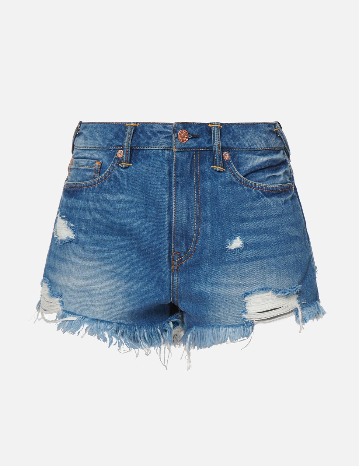 SEAGULL AND GODHEAD PRINT DENIM SHORTS - 1