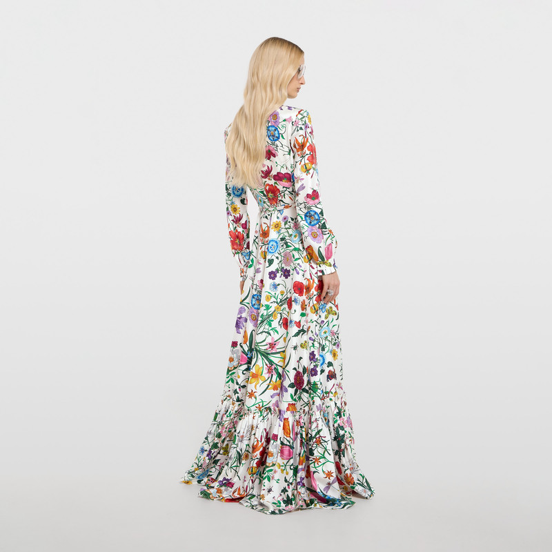 Printed silk twill long dress 4