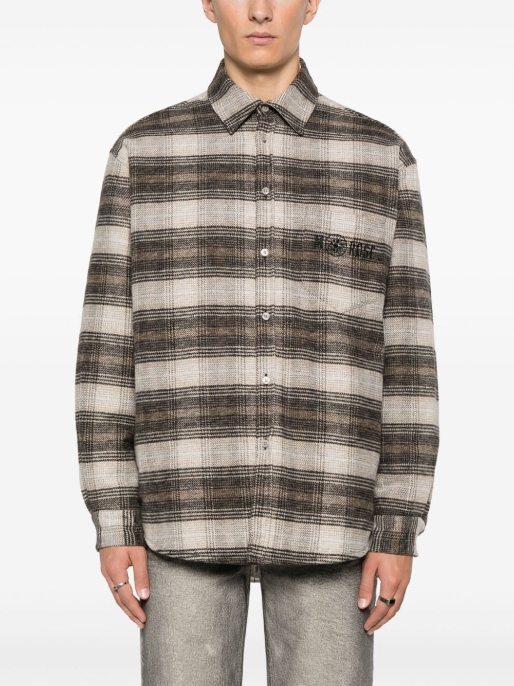 check-pattern overshirt - 4