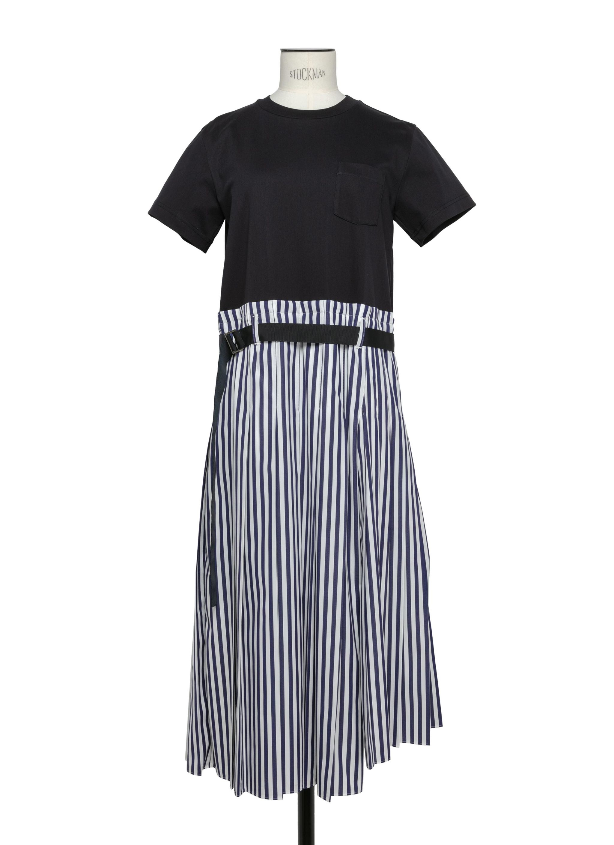ワンピース Sacai Cotton jersey dress Cotton jersey and organza minidress in black - Sacai | Mytheresa