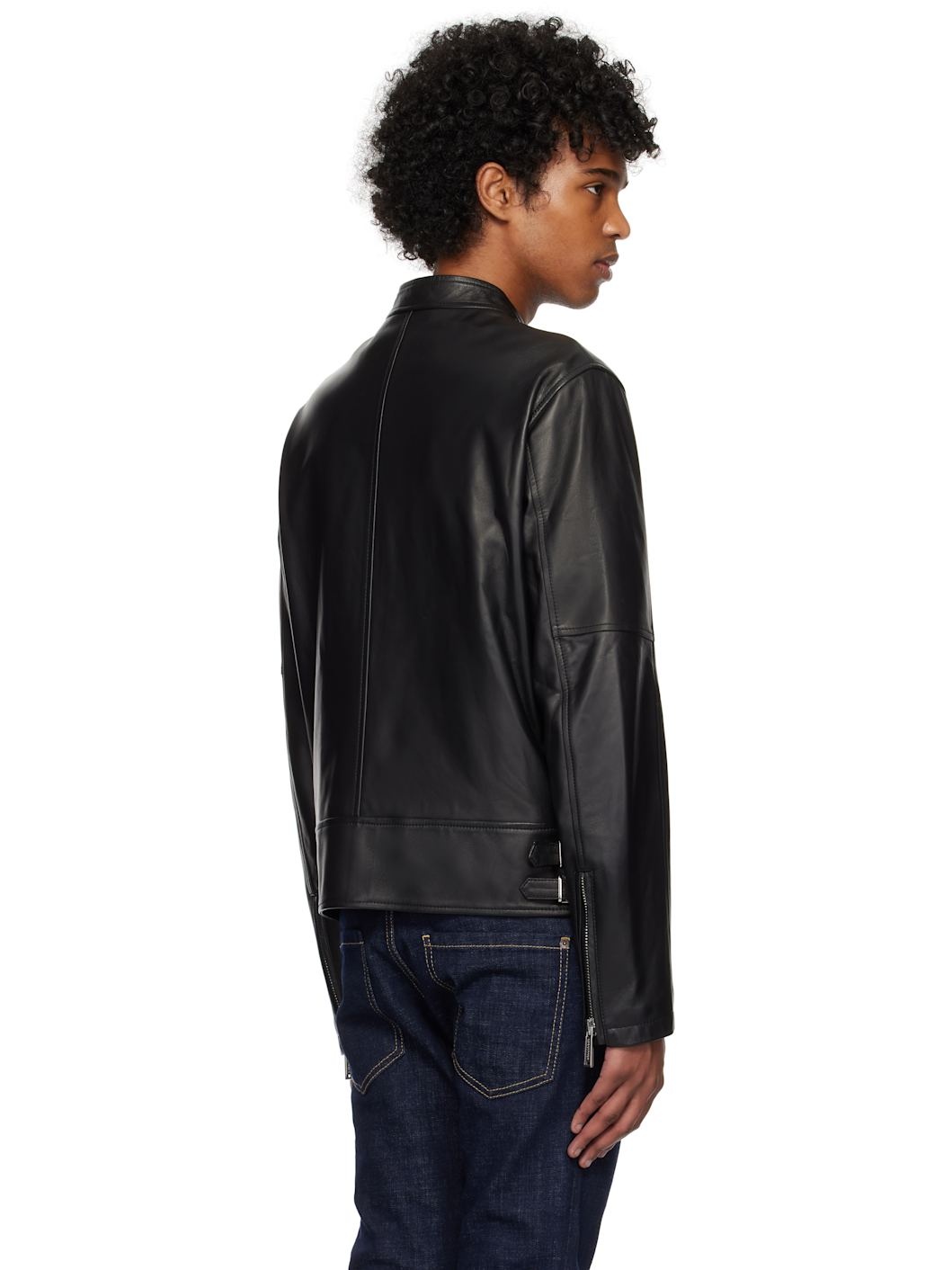 Black Biker Leather Jacket - 3