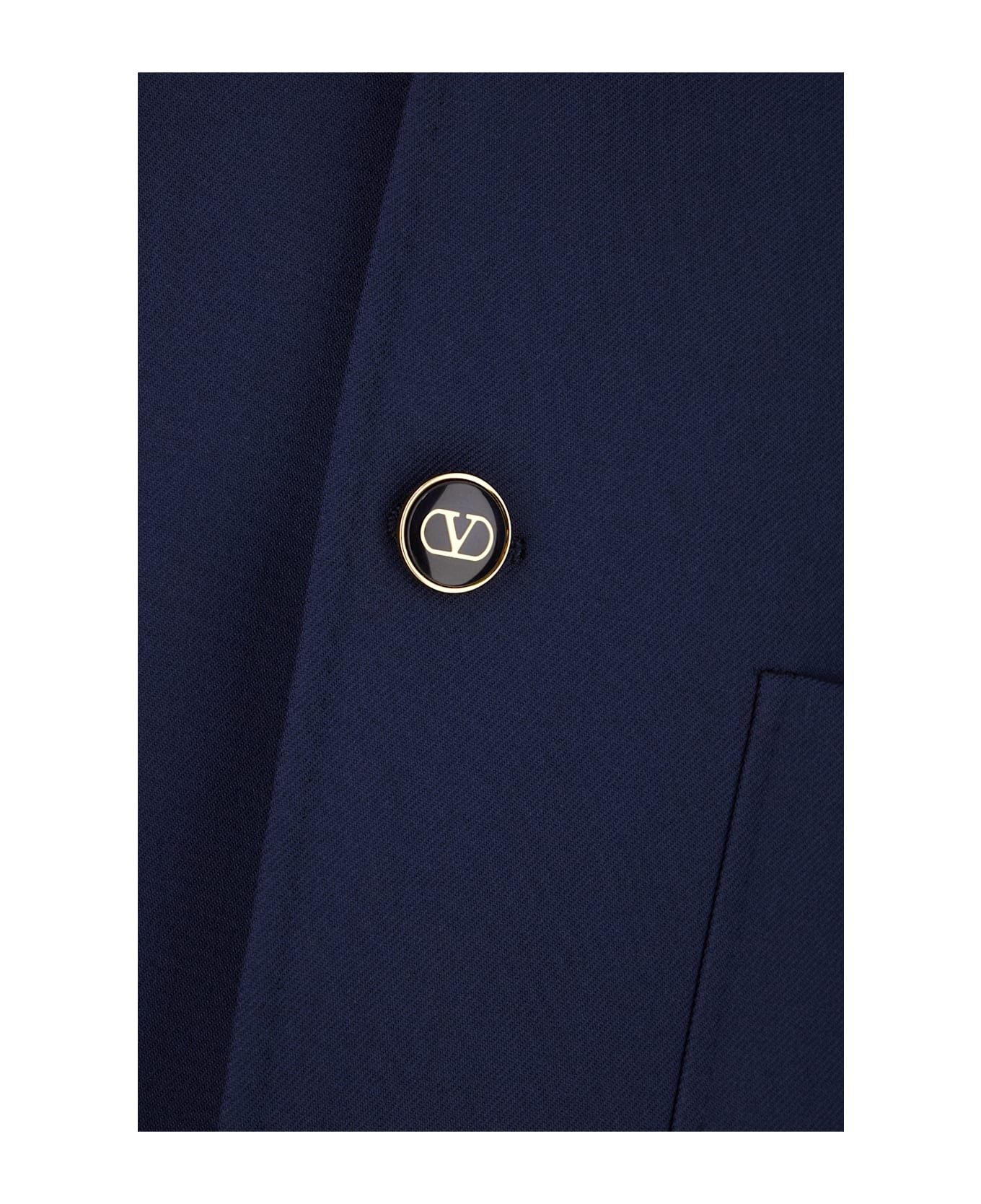 Navy Blue Wool Blazer - 3