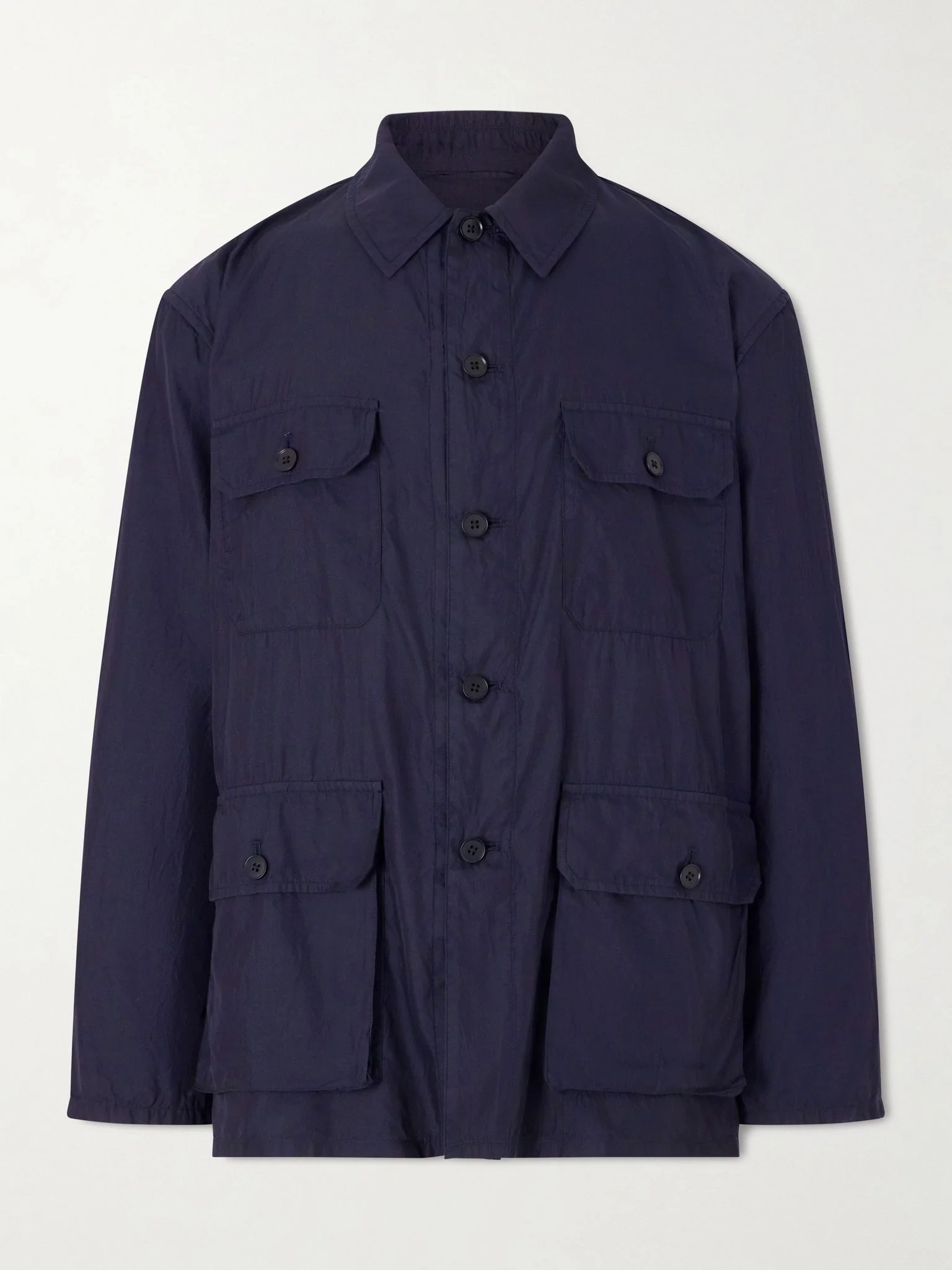 Safari Cotton and Silk-Blend Overshirt Navy - 1