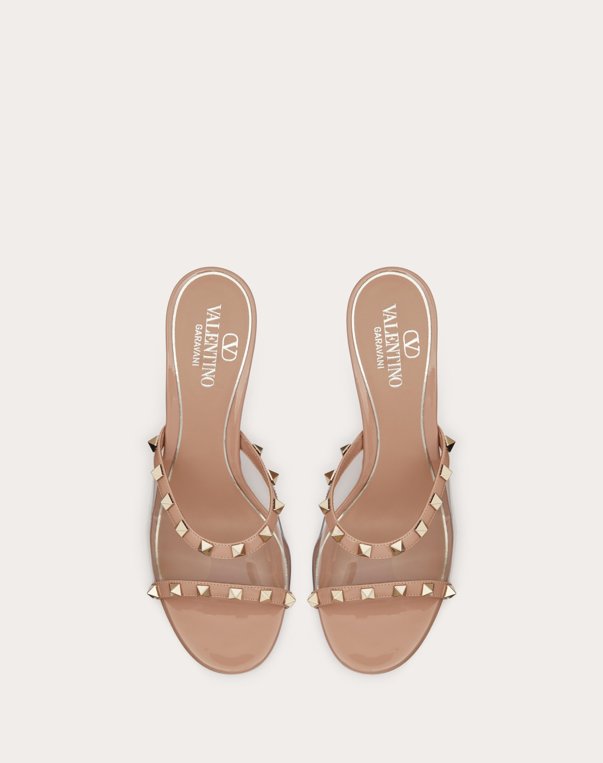 Valentino ROCKSTUD SLIDE SANDAL IN TRANSPARENT POLYMER MATERIAL
