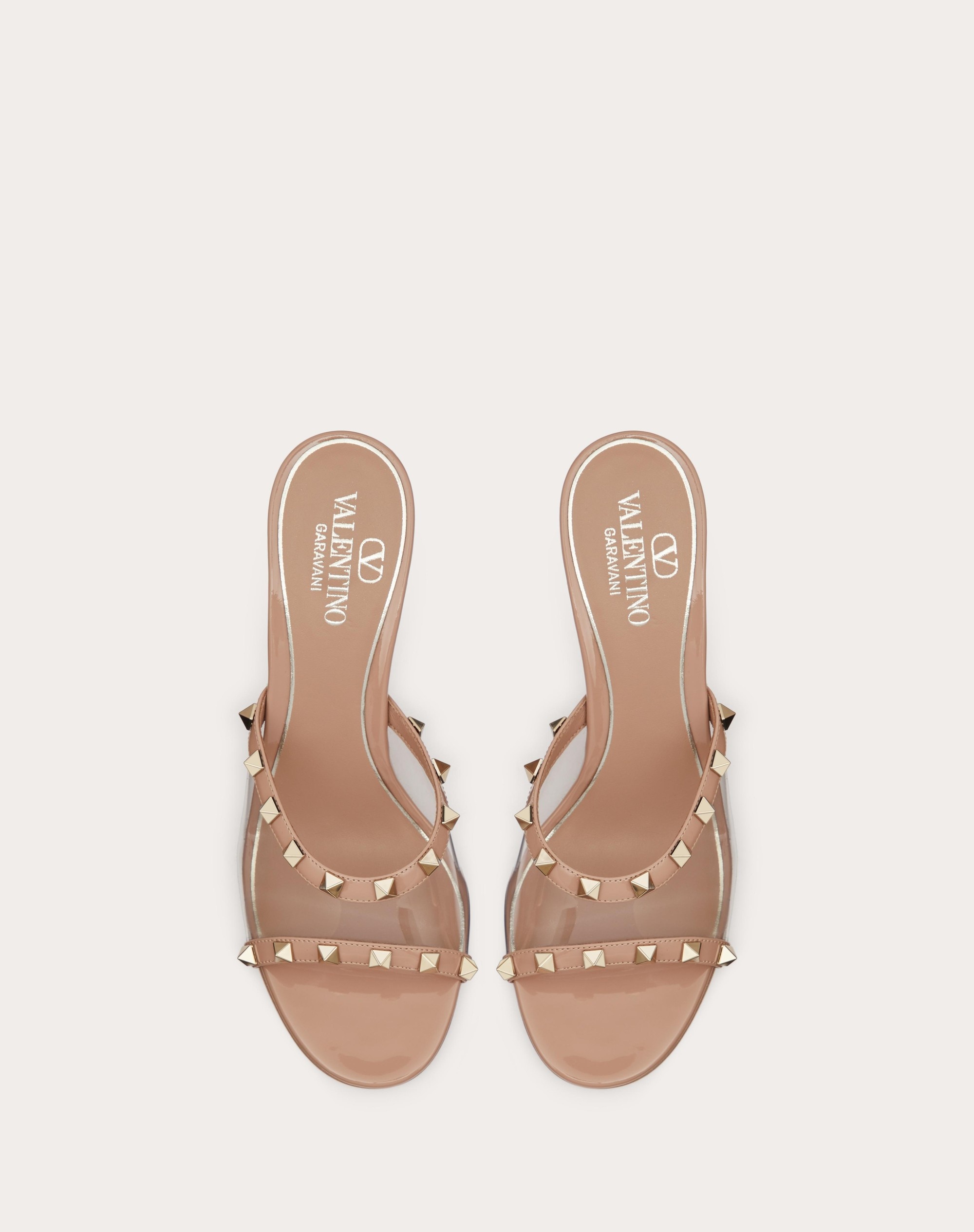 ROCKSTUD SLIDE SANDAL IN TRANSPARENT POLYMER MATERIAL WITH 75 MM PLEXI WEDGE - 4