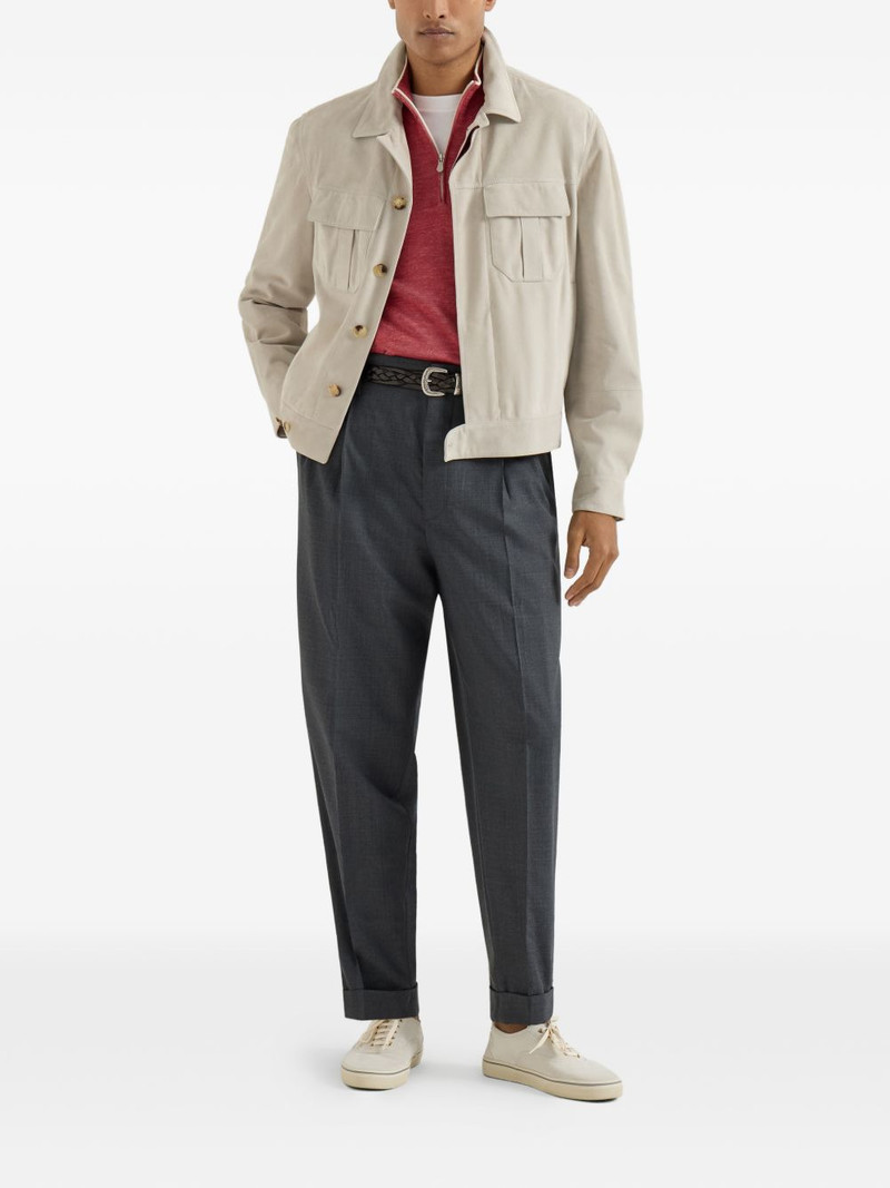 Brunello Cucinelli half-zip long-sleeve sweater outlook