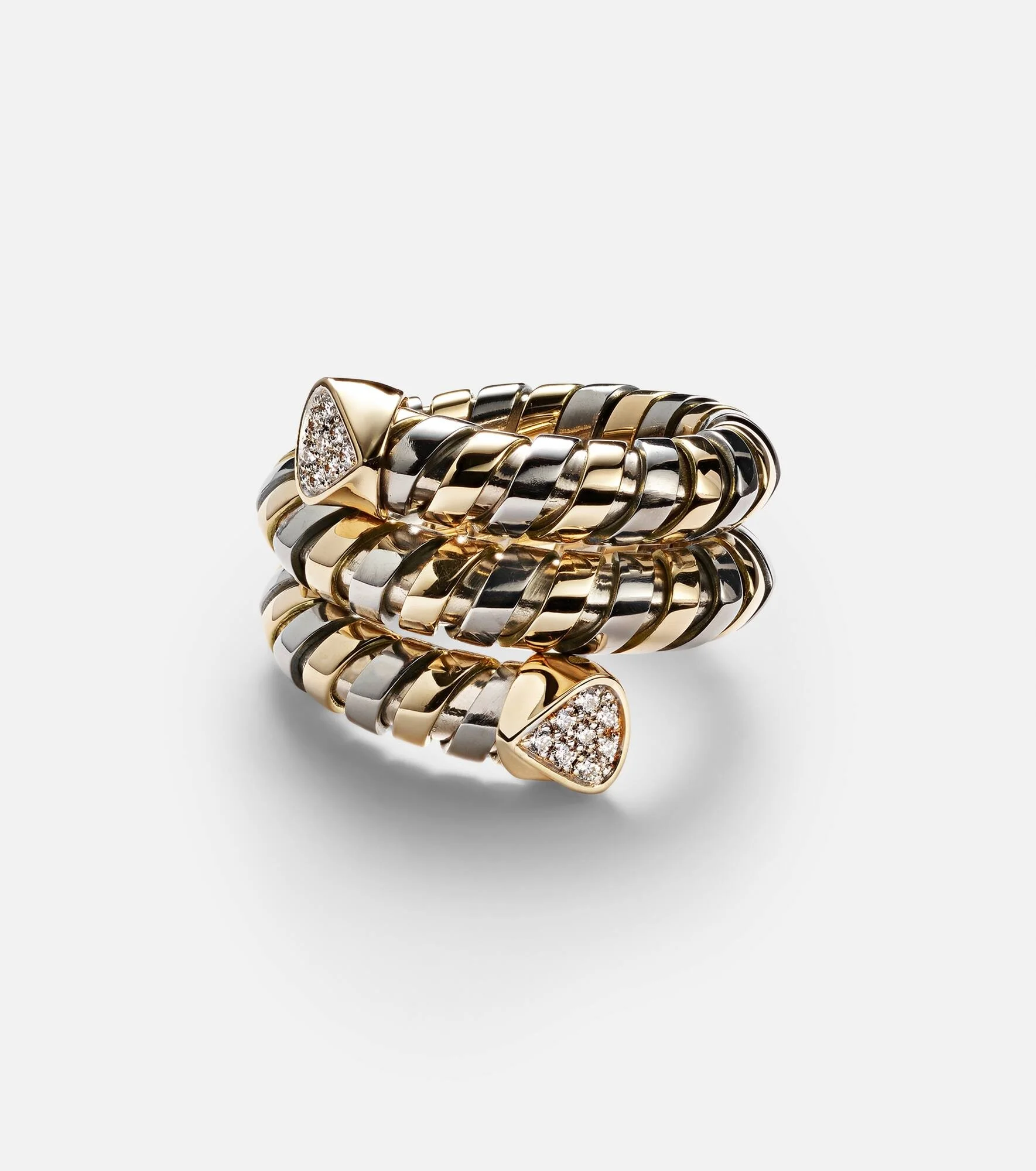 Trisola 18kt gold and titanium ring with diamonds - 1