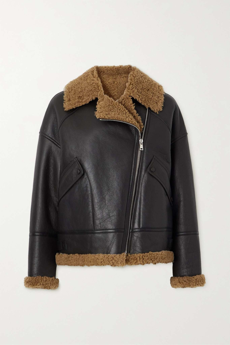 Shearling-trimmed leather jacket 1