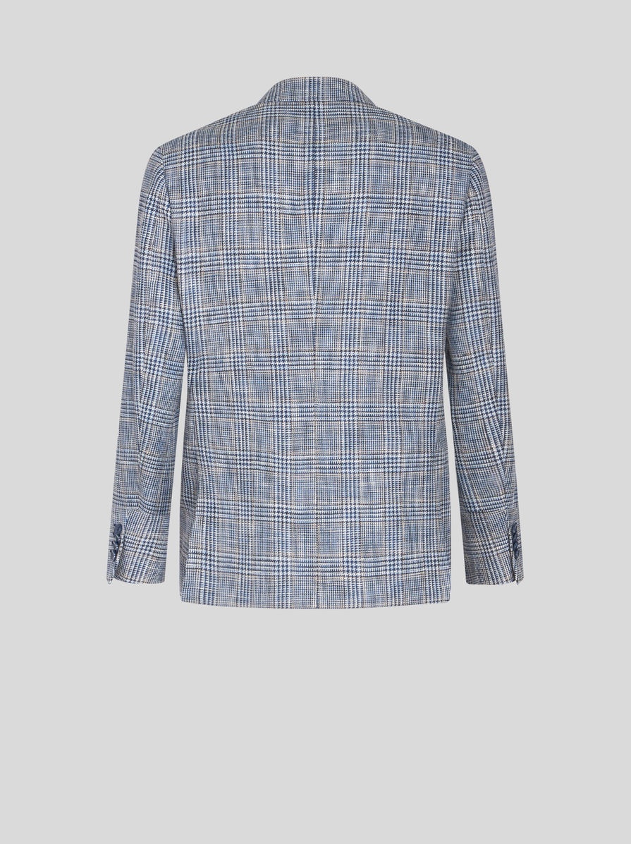 CHECK LINEN- AND COTTON-BLEND BLAZER - 6
