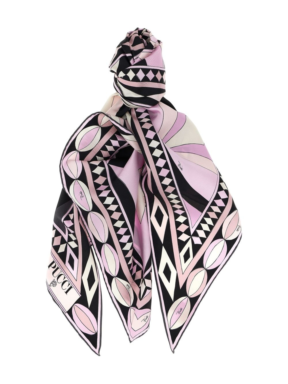 printed silk triangle scarf - 1