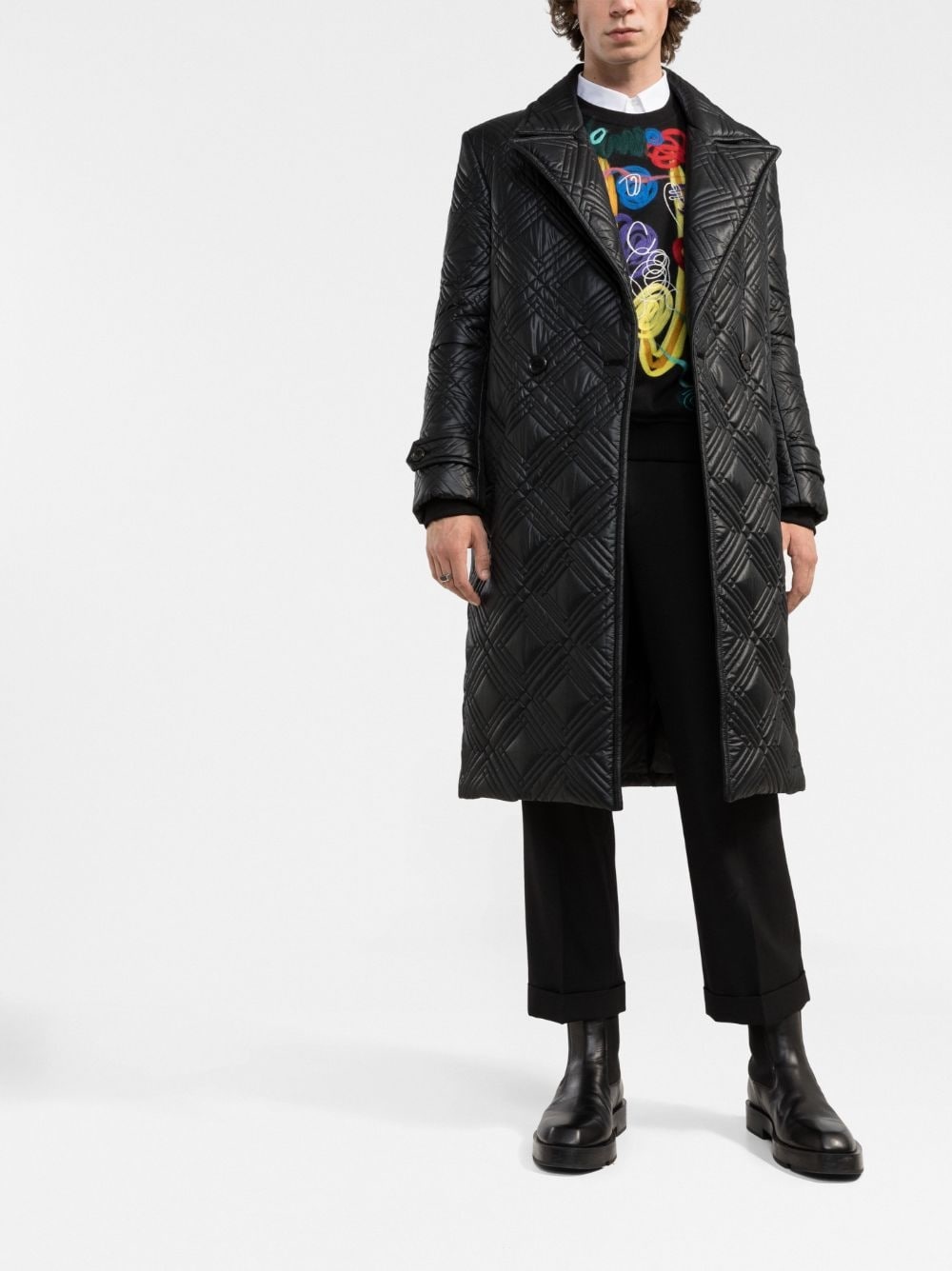quilted wrap midi coat - 4
