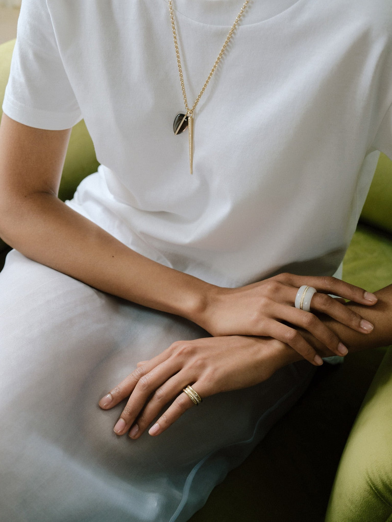 By Pariah Diamond Pebble Cocktail Ring | White Jasper outlook