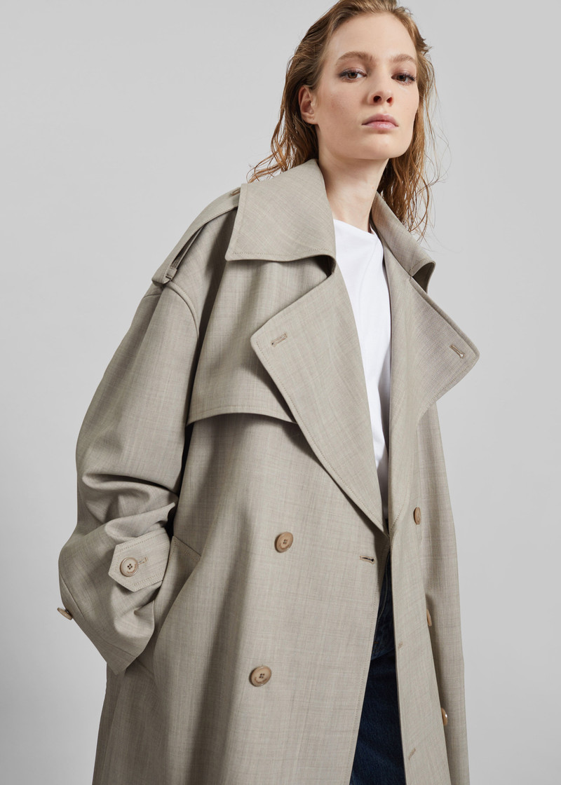 Dursley Oversized Trench Coat - Beige Melange 3