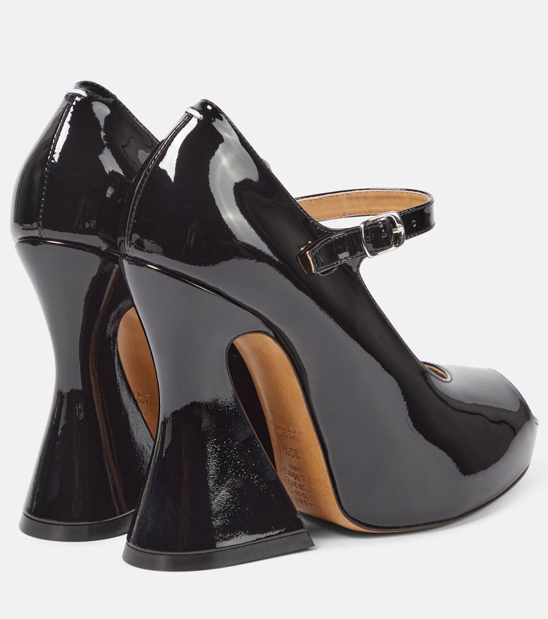 Patent leather peep-toe Mary Jane pumps - 3