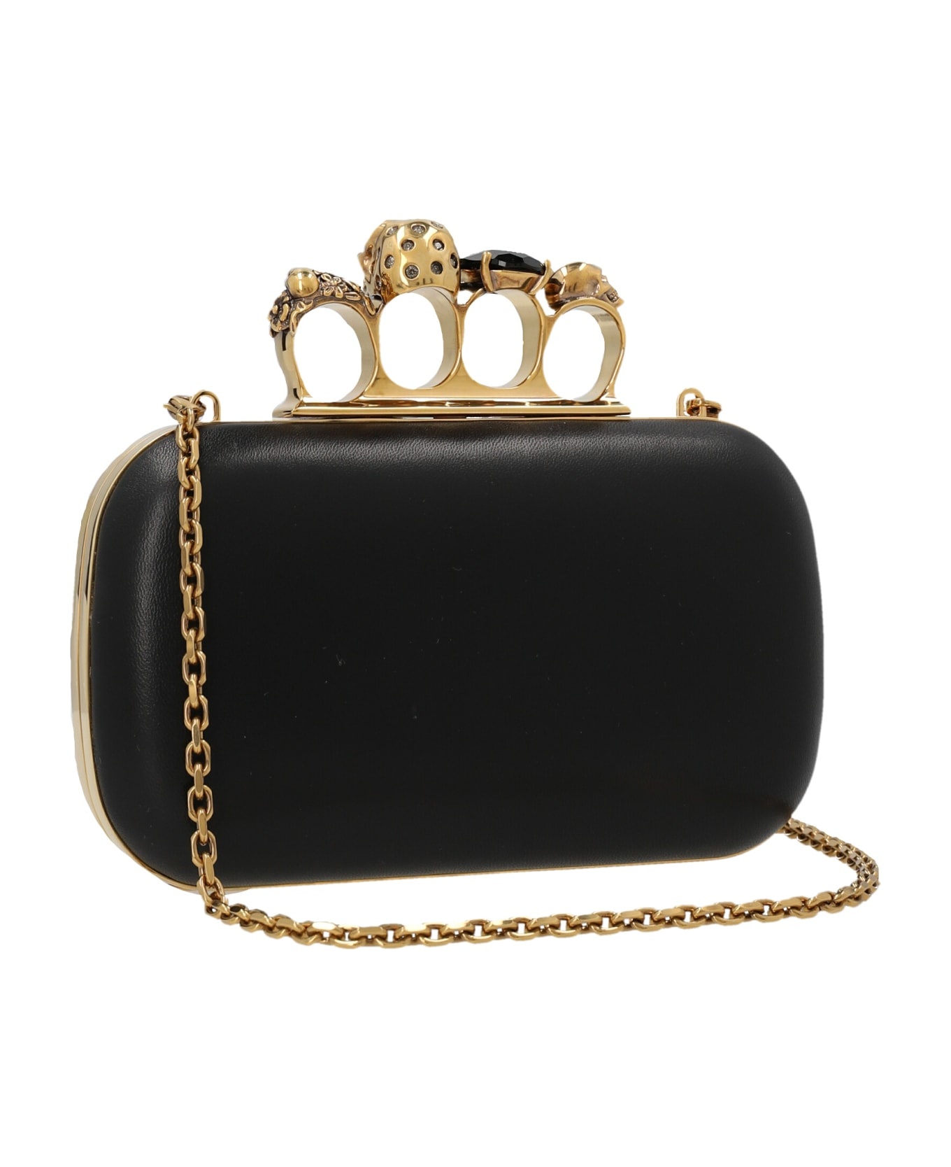Knuckle Clutch With Chain In Black - 2