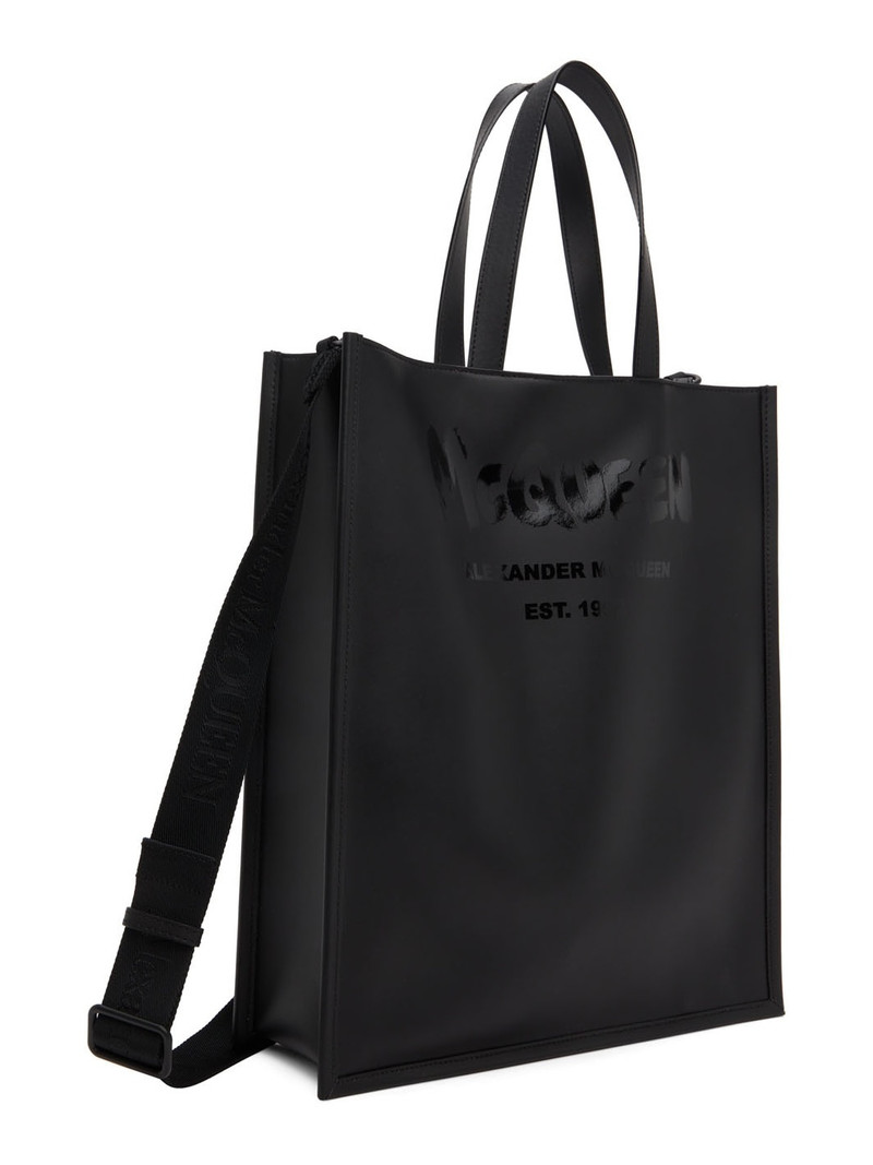 Alexander McQueen Black Graffiti Logo Edge Tote outlook