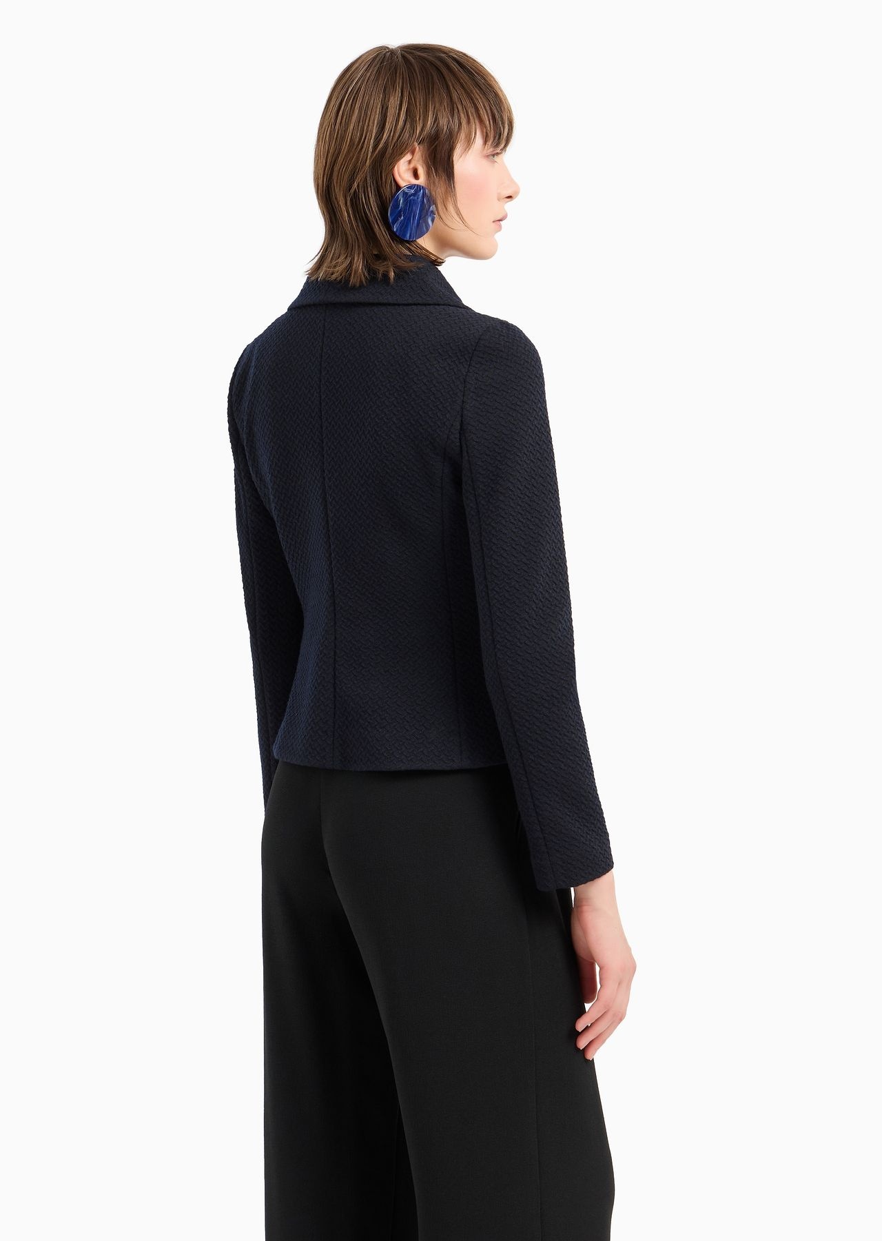 Wool-blend jacquard jersey jacket with embossed pattern - 3
