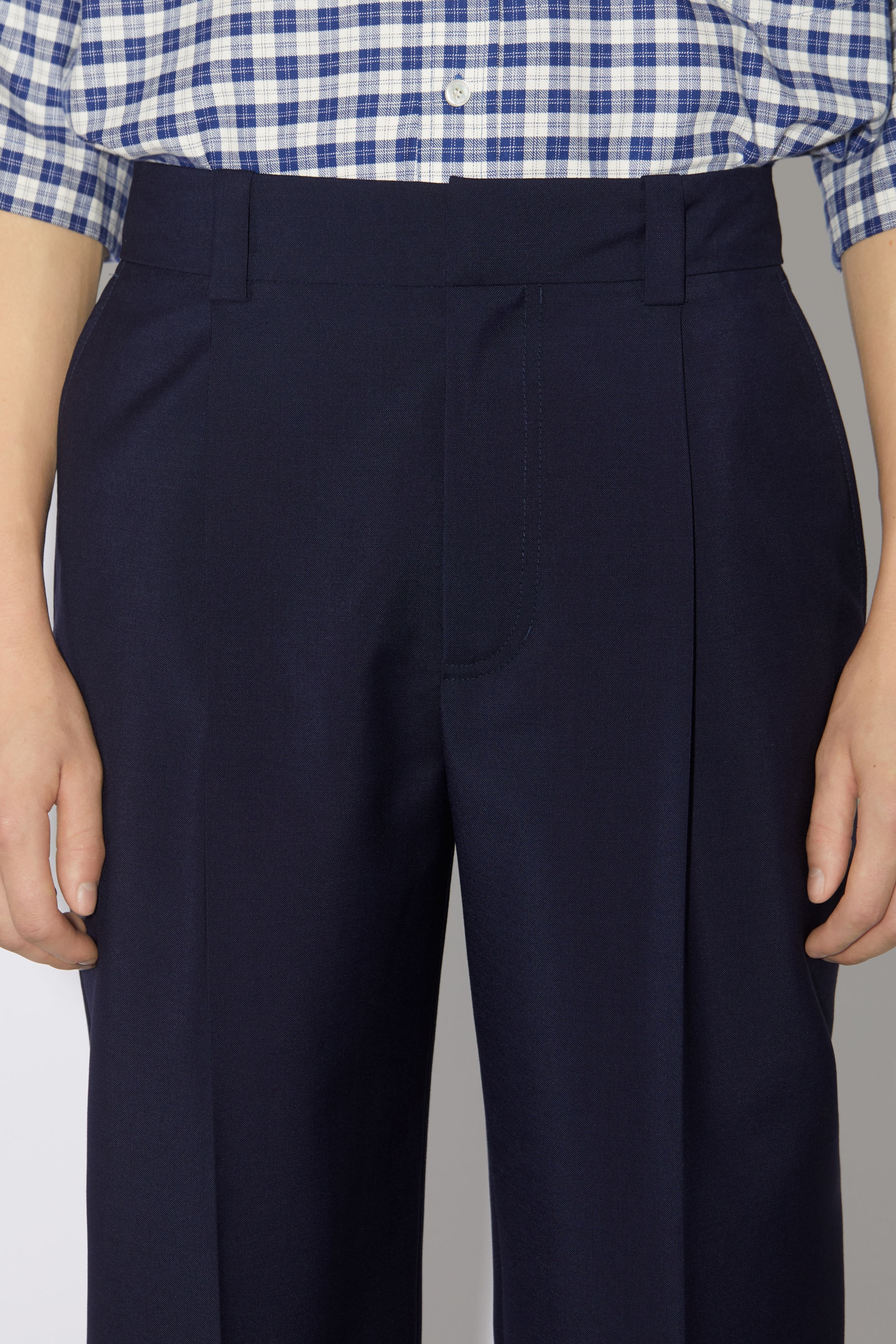 Wool-blend tailored trousers - Dark navy - 5