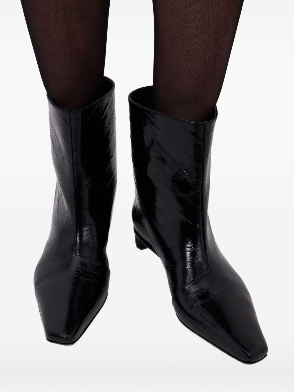 35mm Iman eel-effect leather beveled-toe boots - 5