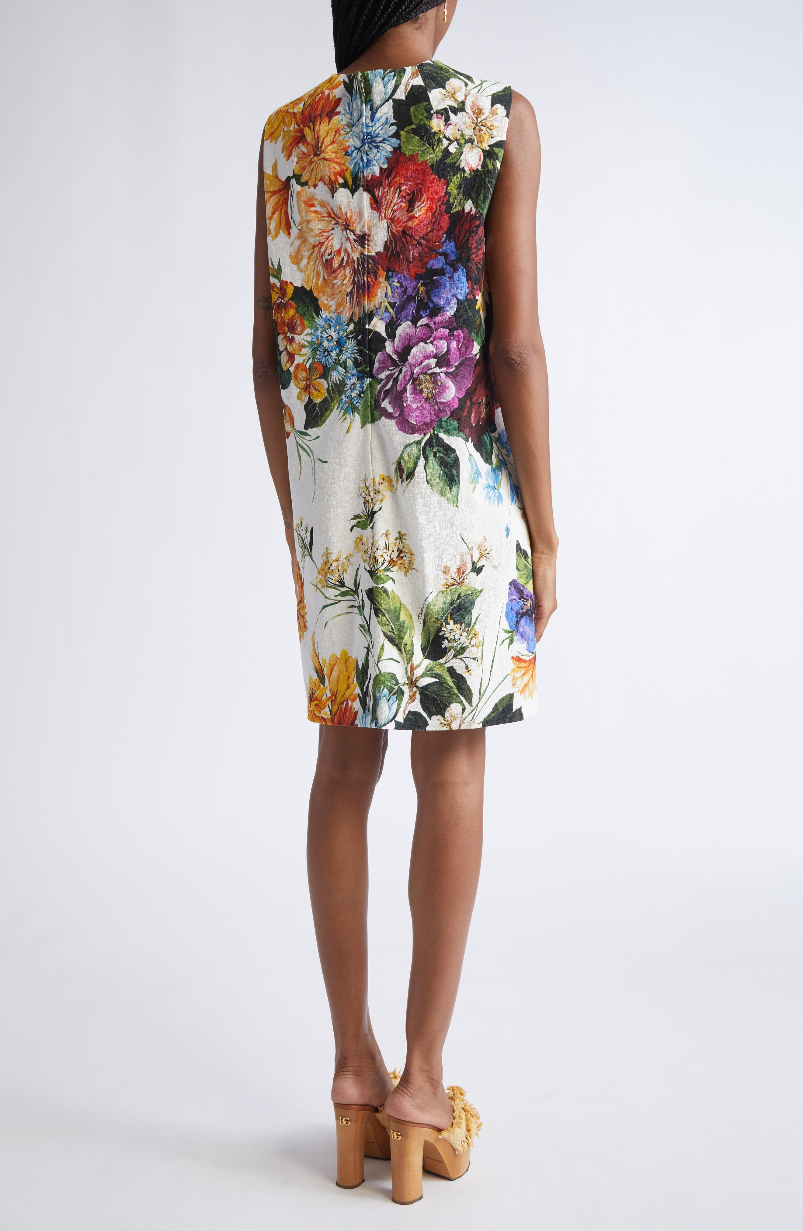 Dolce&Gabbana Flower Bouquet Print Bow Front Minidress in Ha5Pc B.fiori Cret. F.bco at Nordstrom - 2