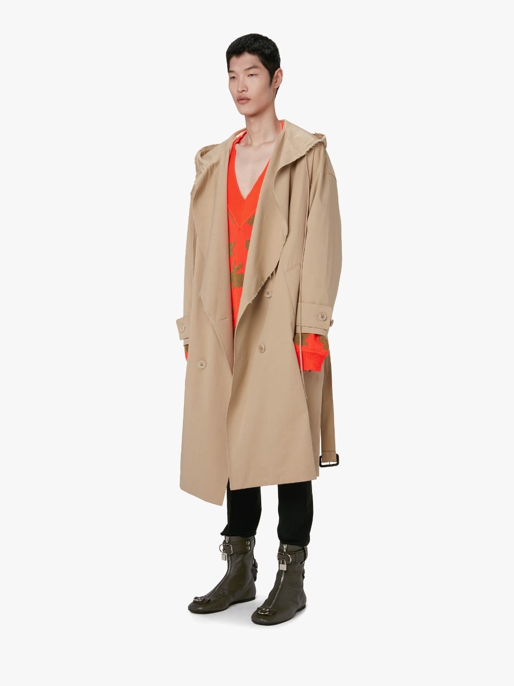HOODED TRENCH COAT - 4