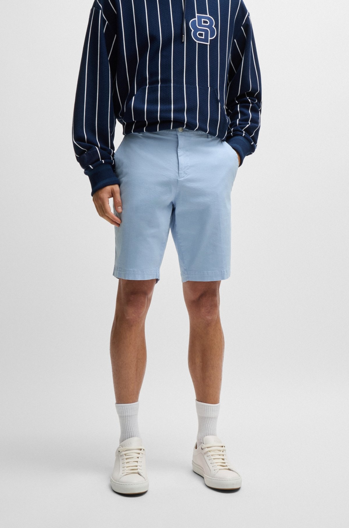 SLIM-FIT SHORTS IN STRETCH-COTTON TWILL - 2