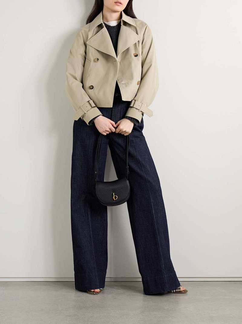 Burberry Double-breasted cropped gabardine trench coat Mushroom outlook