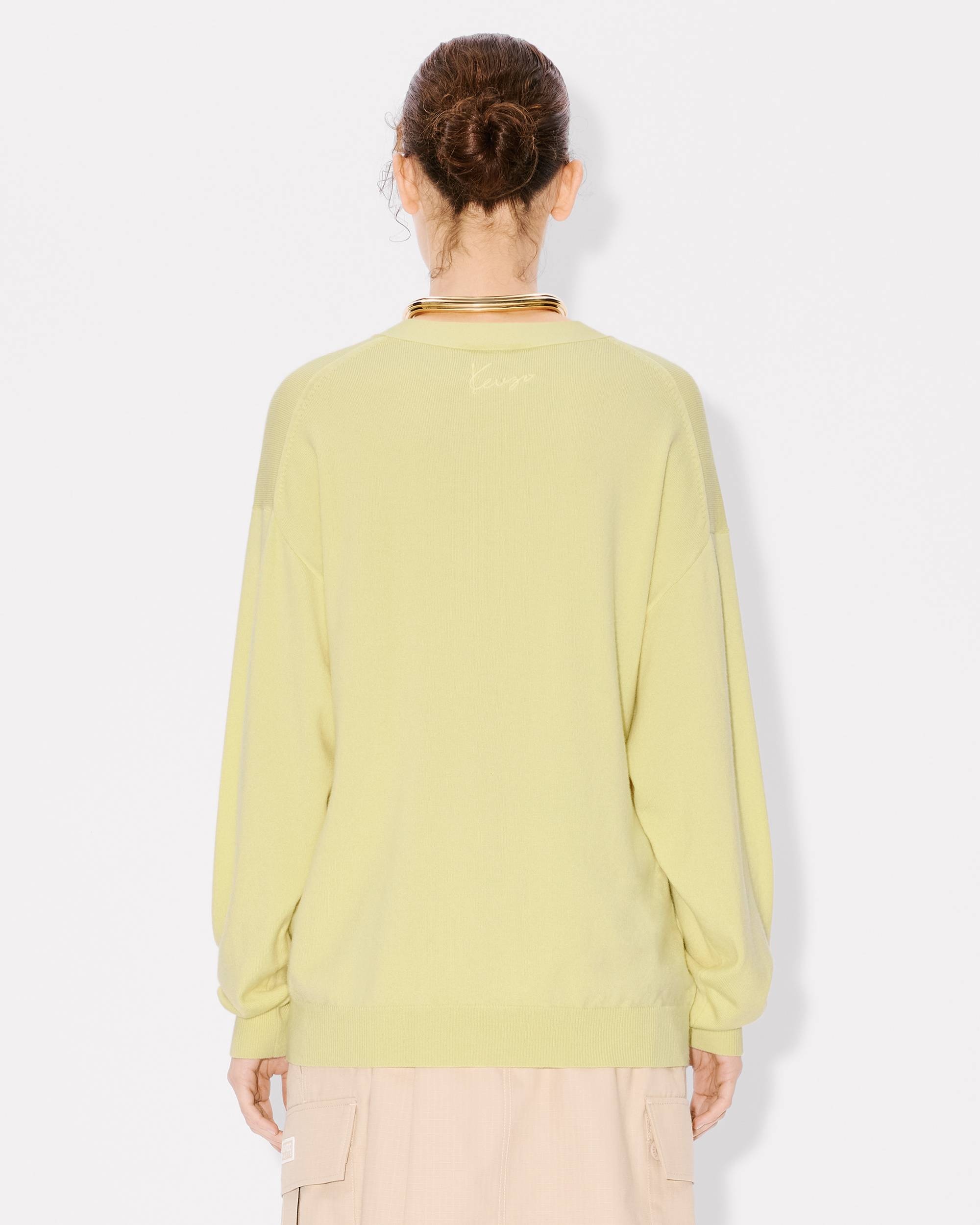 'KENZO Peonies' embroidered mid cardigan in light wool - 4