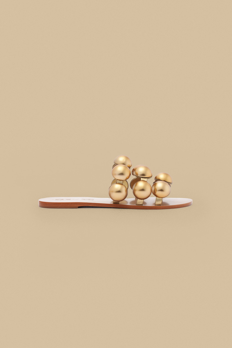 Gold Color Beads Flat Sandal 1