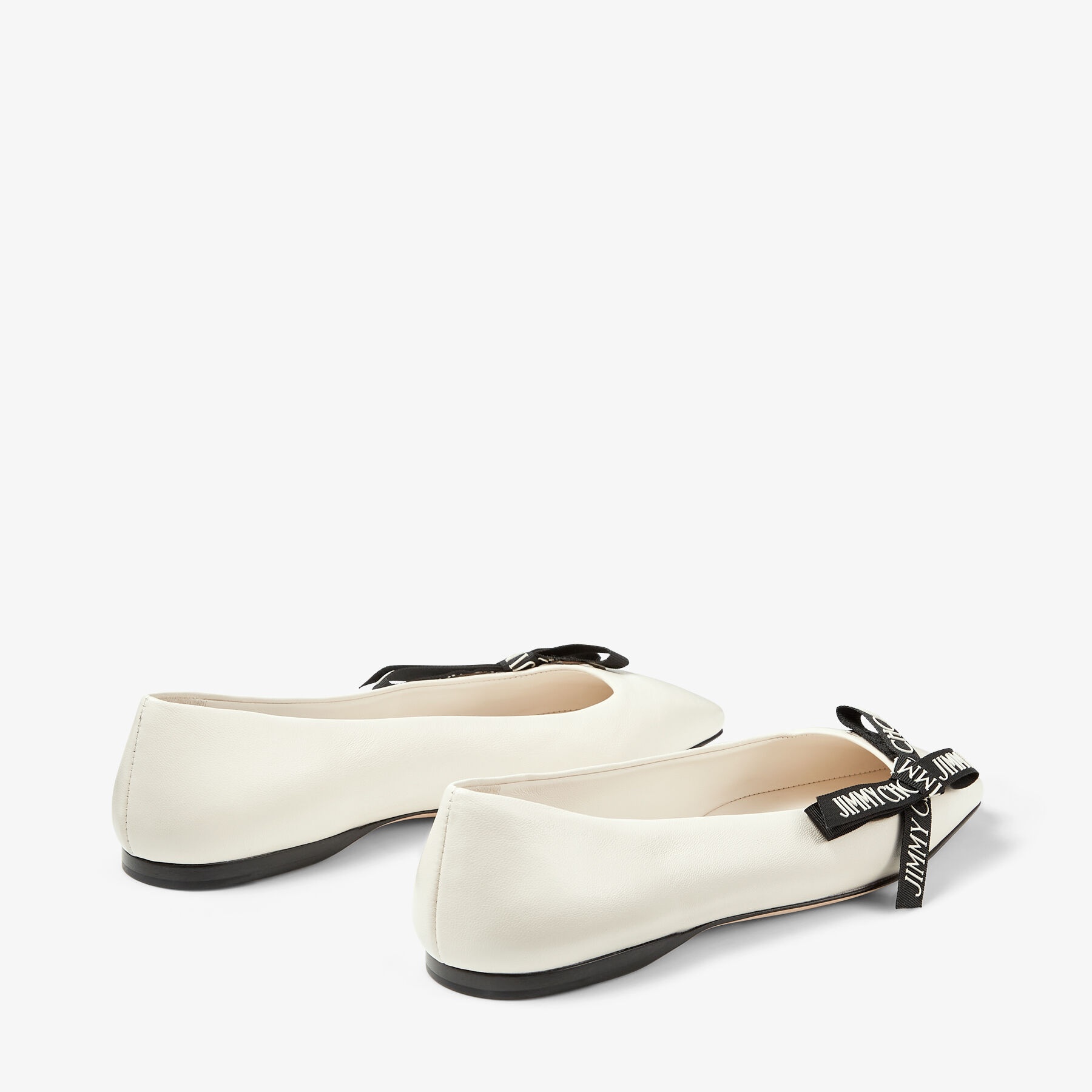 Veda Ballerina
Latte Nappa Leather Flat Ballerina Pumps with Jimmy Choo Bow - 6