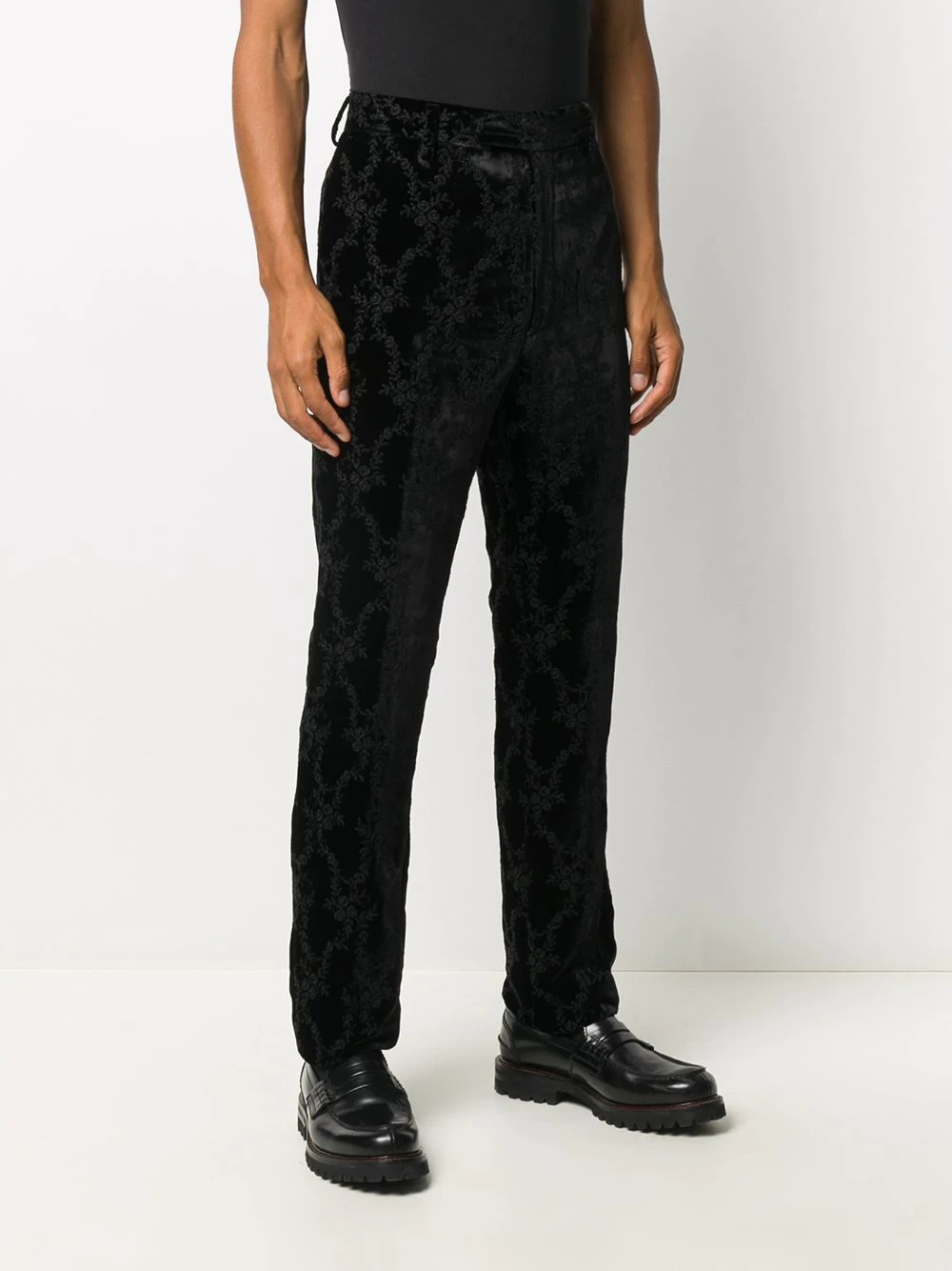 jacquard rose trousers - 3