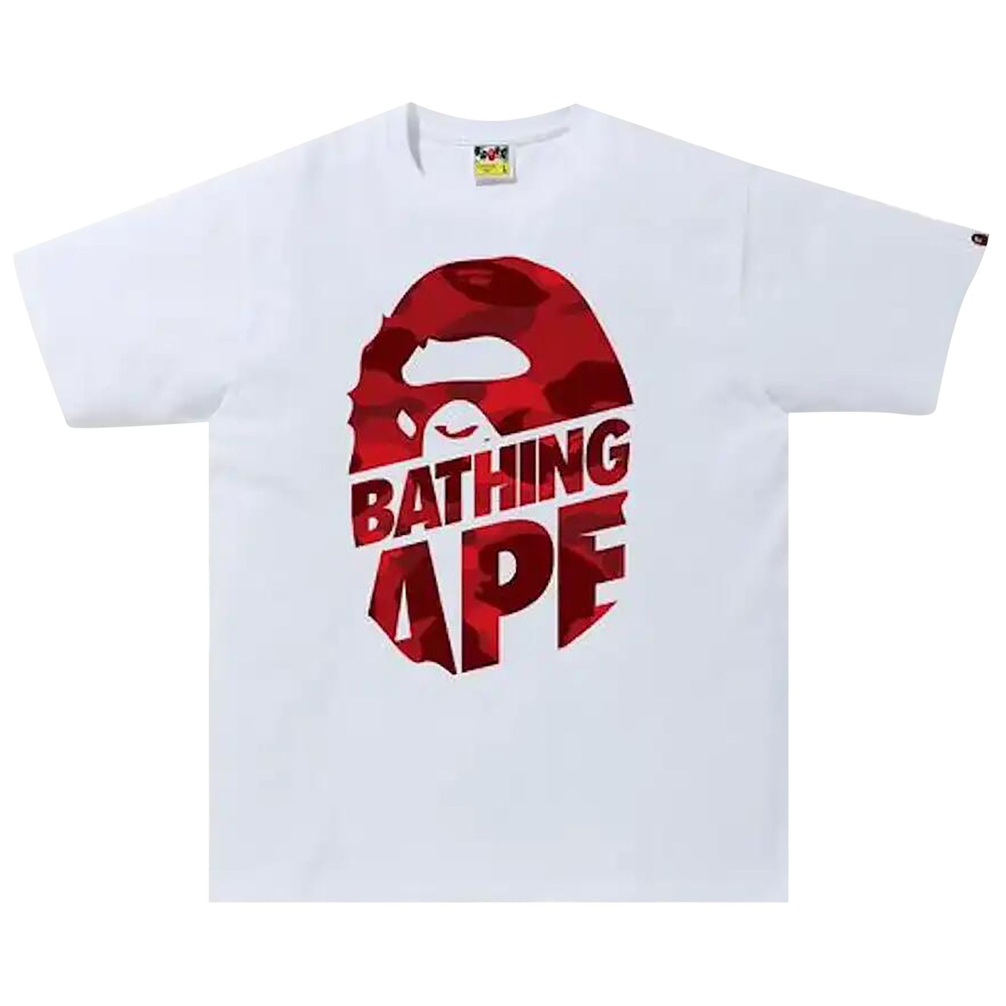 BAPE Color Camo Peek Ape Head Tee 'White/Red' - 1