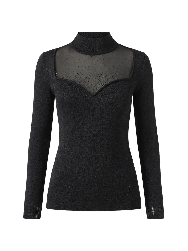embellished sheer-panel sweater 1