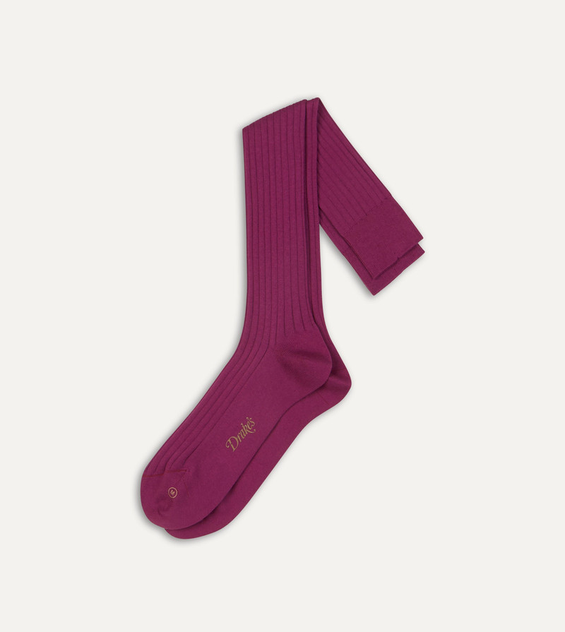 Fuchsia Cotton Over-the-Calf Socks 1