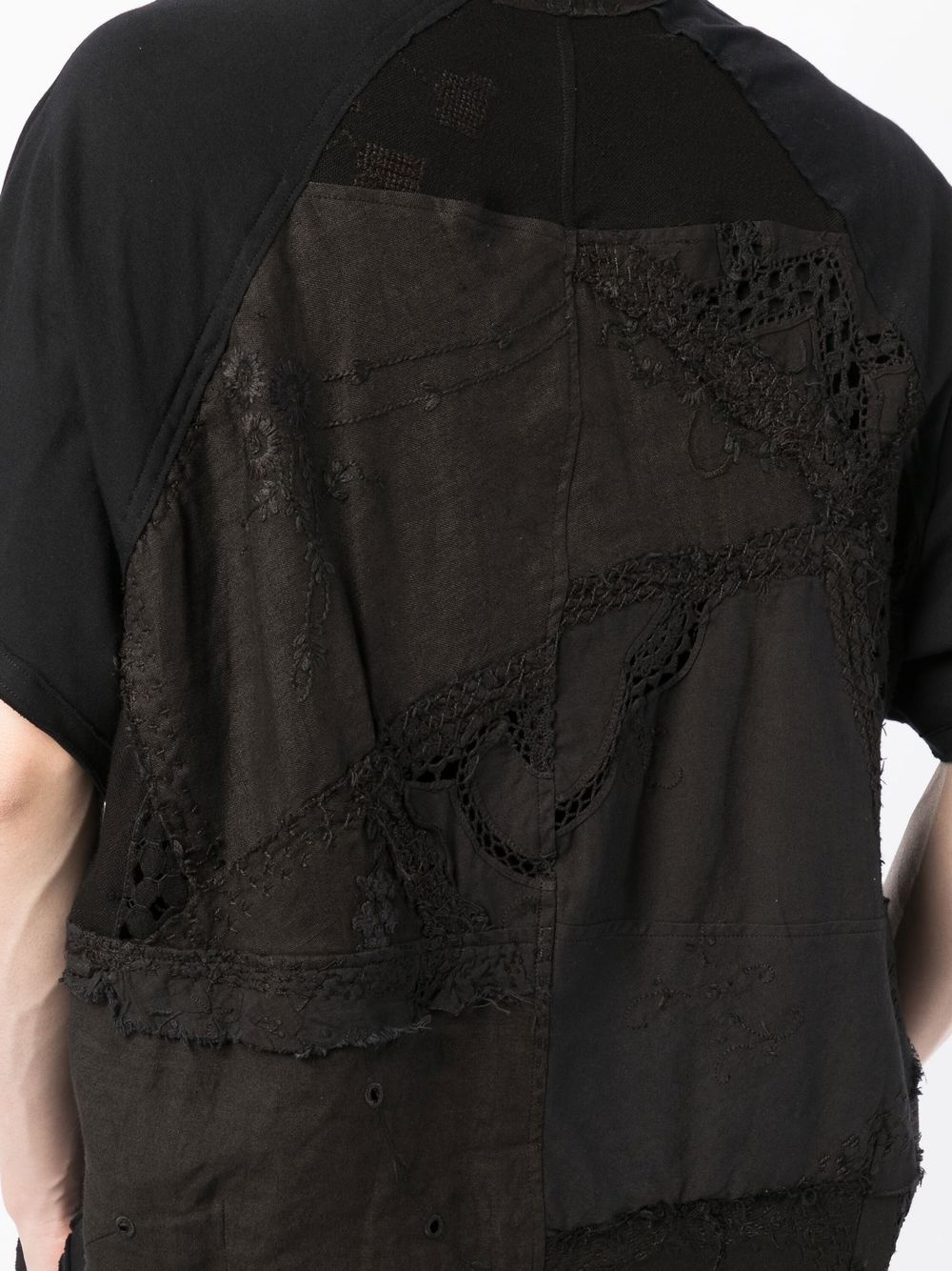 embroidered panelled T-Shirt - 5