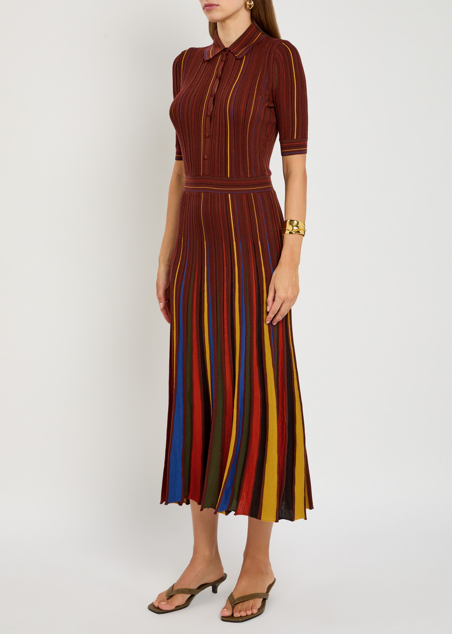 Gabriela Hearst Calypso Striped Wool Midi Shirt Dress - 2