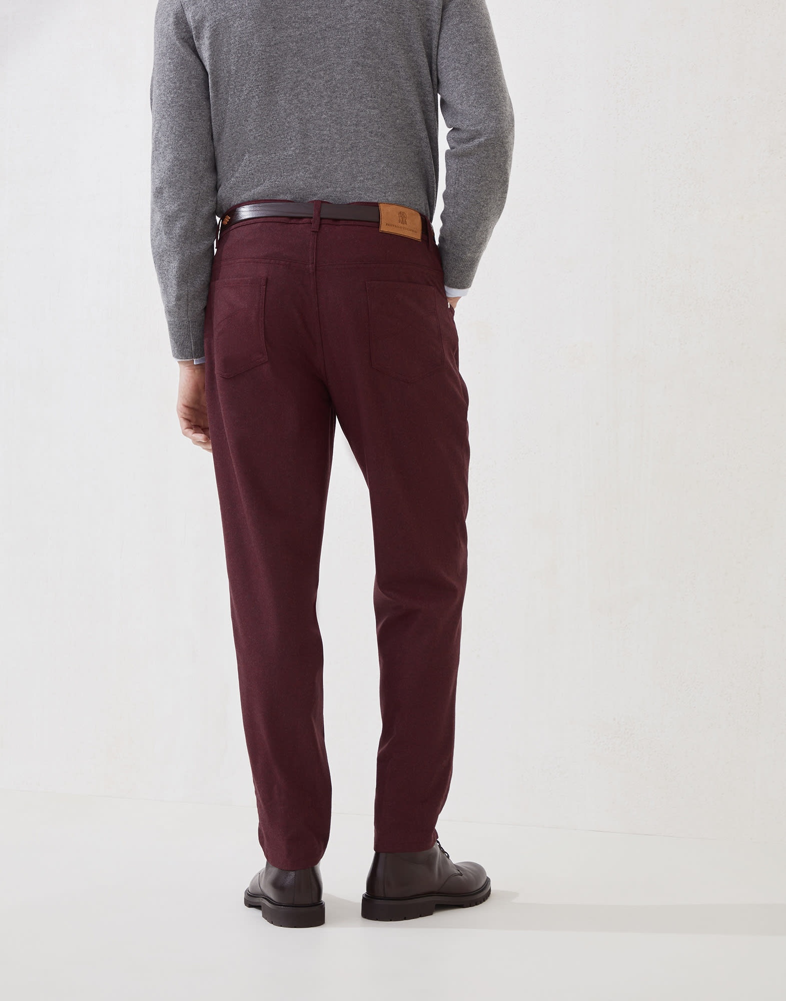 Virgin wool flannel five-pocket trousers - 2