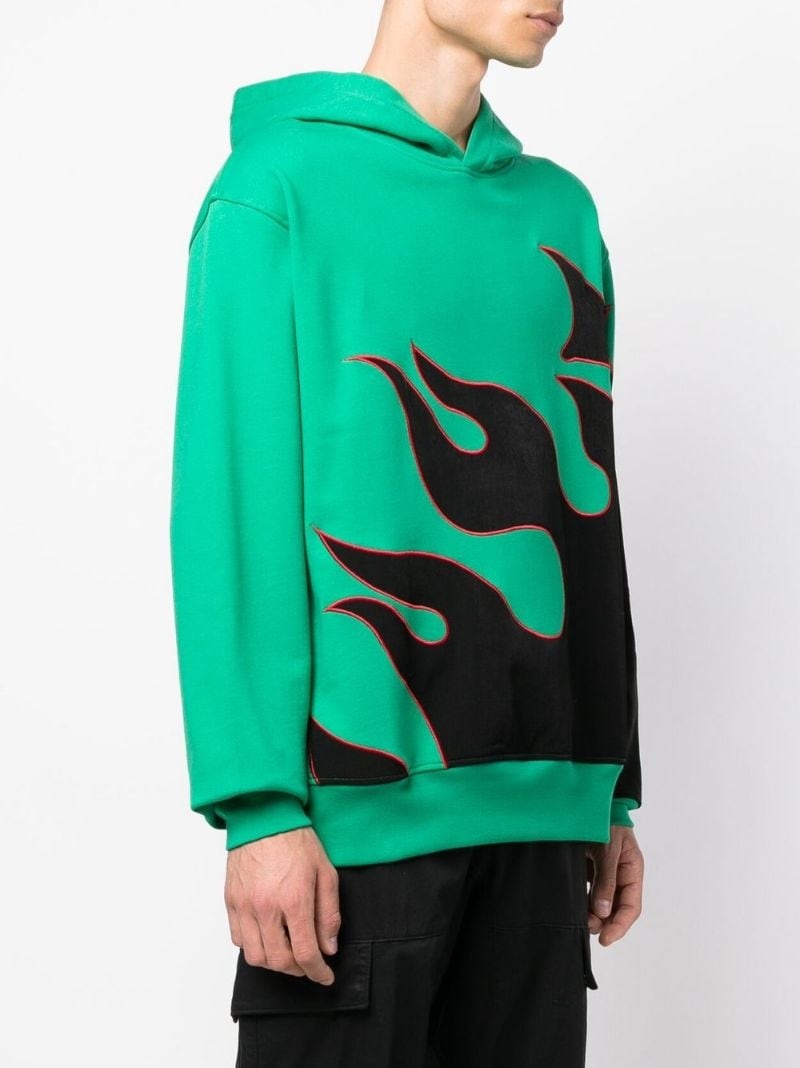 flame-print cotton hoodie - 3