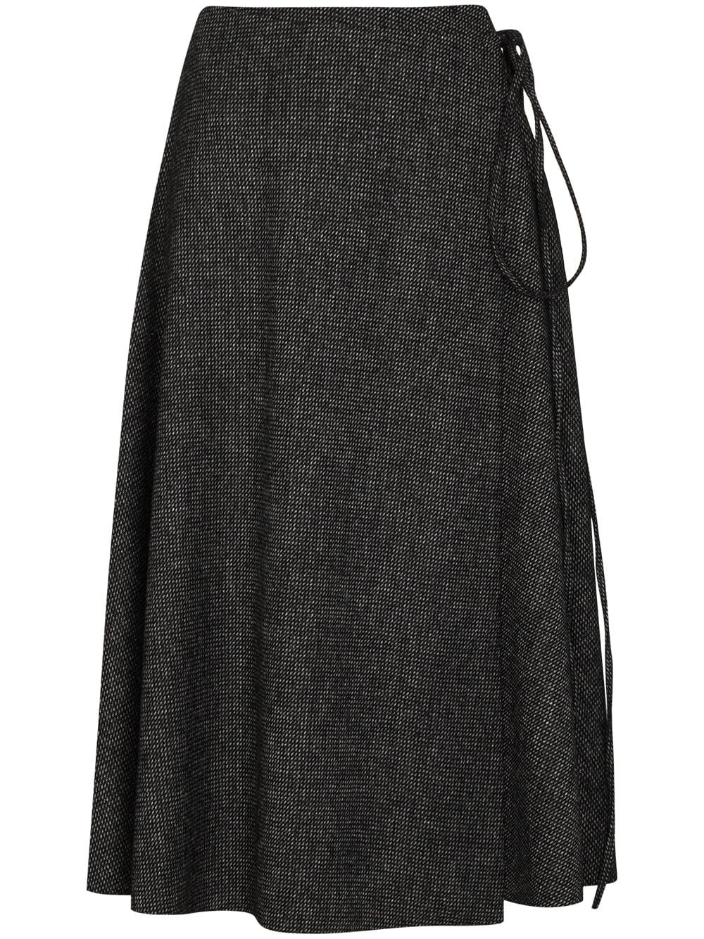 wrap-style wool midi skirt - 1