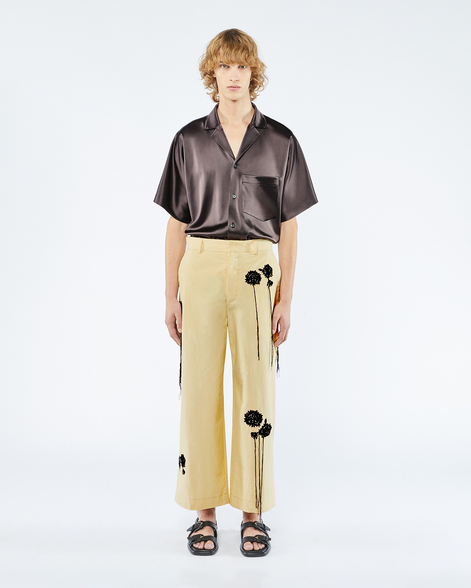 FARIS - Embroidered poplin pants - Vintage creme - 1