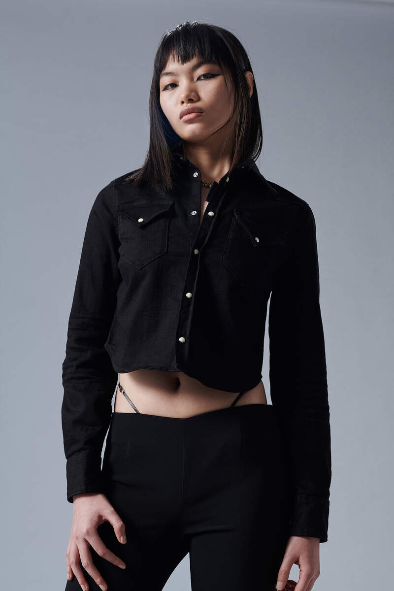 BLACK BULL WASH ICON WESTERN CROPPED SHIRT - 1