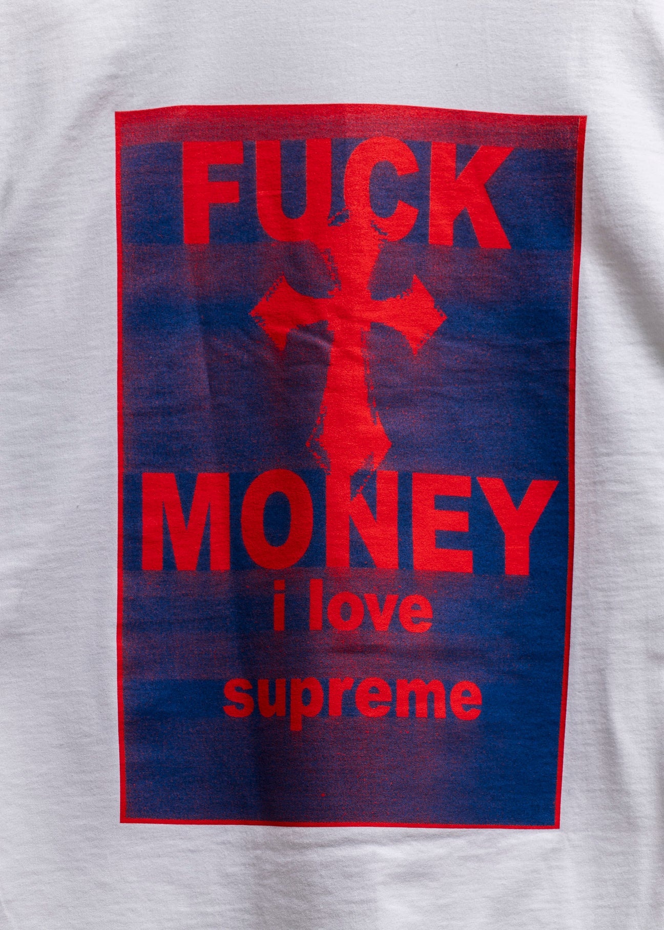 Supreme White FUCK MONEY T-Shirt - 3