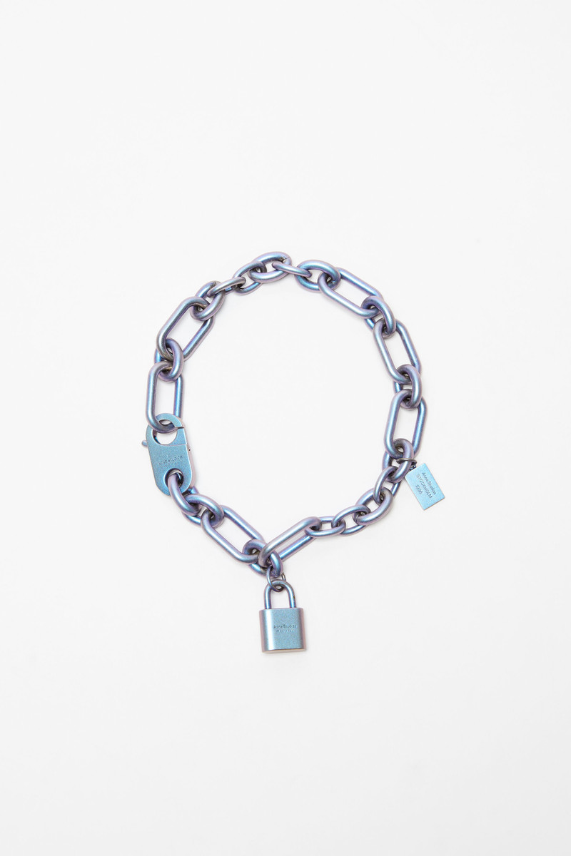 Padlock chain necklace - Silver blue 1