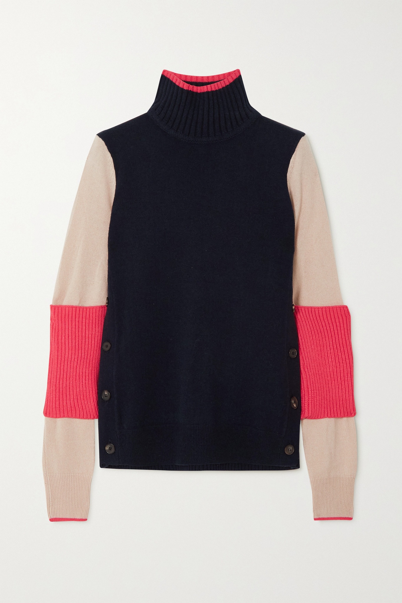 Leyta color-block wool and cashmere-blend turtleneck sweater - 1