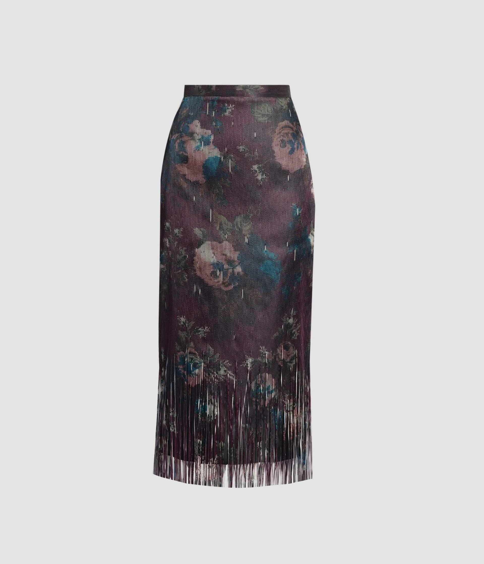 FLORA FRINGE JACQUARD PENCIL MIDI SKIRT - 1