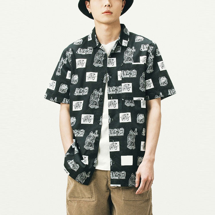 Vans x DUYANAIZI Series Printing Pattern Casual Sports Short Sleeve Black Shirt VN0A5F44ZHA - 3
