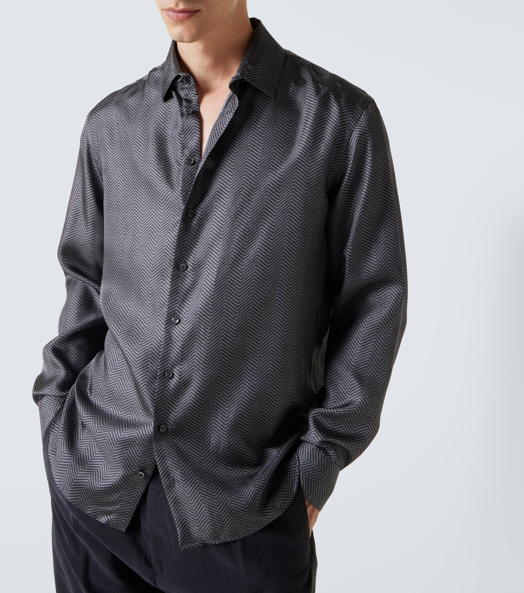 Chevron silk shirt - 5