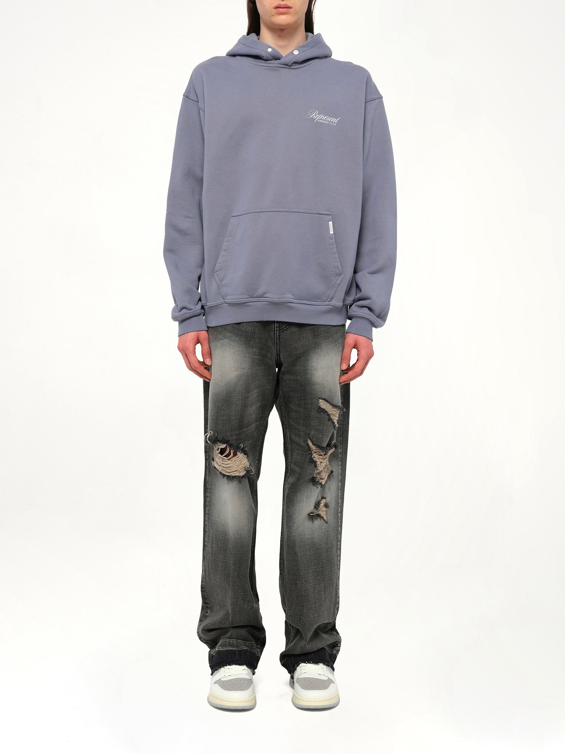 Represent Owners Club Script Hoodie in Dusty Blue - 7