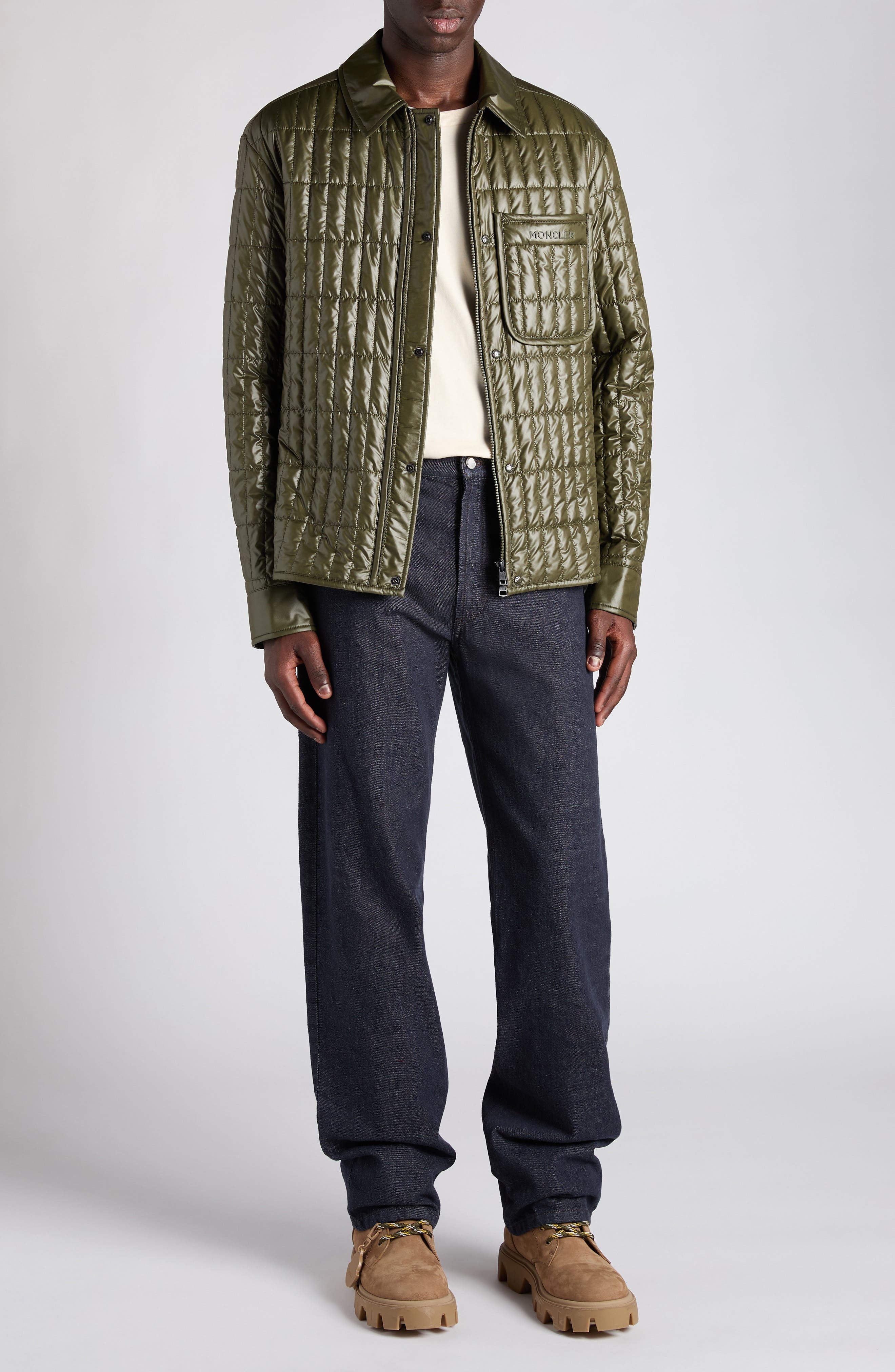 Moncler Madiere Vertical Quilted Shirt Jacket in Deep Depths at Nordstrom - 2
