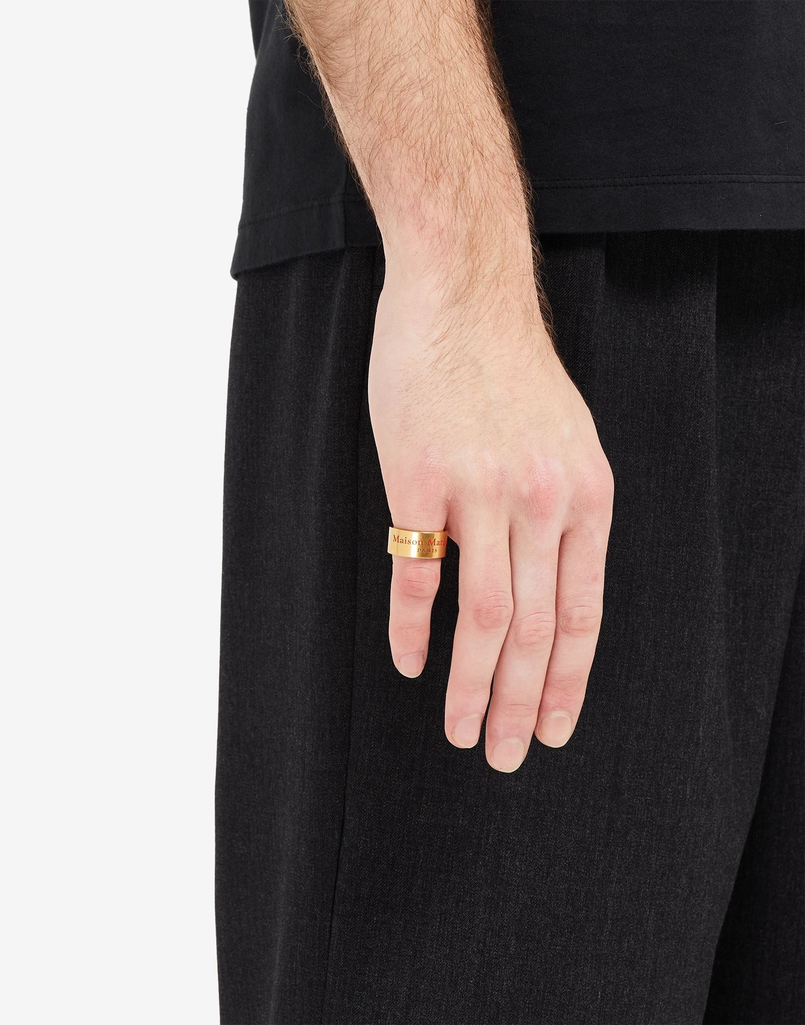 Logo engraved wide gold-plated ring - 4